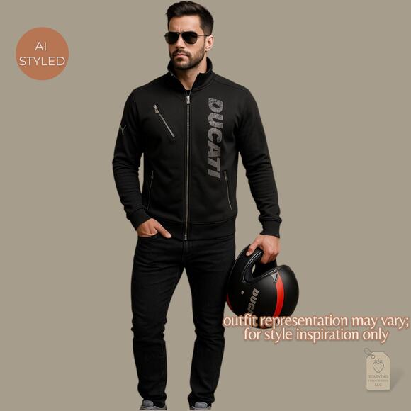 PUMA Ducati Jacket Men’s Small Black Full Zip Track Moto Racing Jacket - Picture 7 of 7